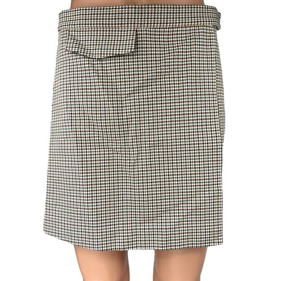 Theory Multicolor Wool Snap Tab Fremont Plaid Check Wrap Mini A-line Skirt Sz 2 - Picture 1 of 5